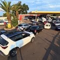 Cars queue at a Shell petrol station in Johannesburg after the government announced reducing its fuel levy for a month to stop fuel prices rising even further. Image credit: Reuters/Siphiwe Sibeko/File Photo