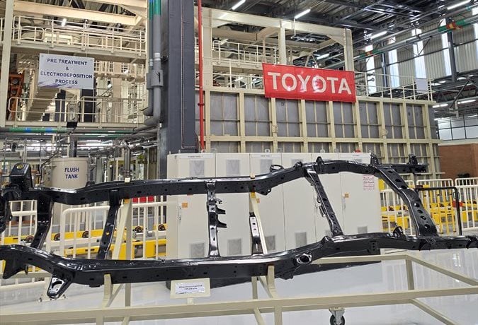 A coated chassis seen at the new chassis frame line at the Prospecton plant | Image credit: Imran Salie