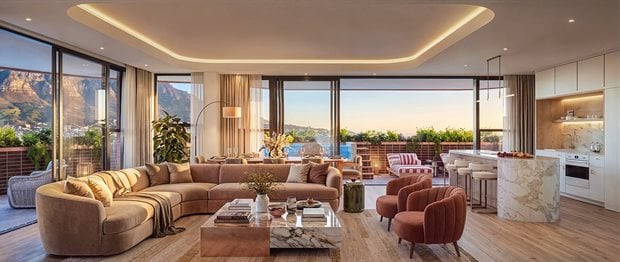 Source: Supplied. Artist’s impression of interior of the penthouse in The Marlow on Mill in Newlands.